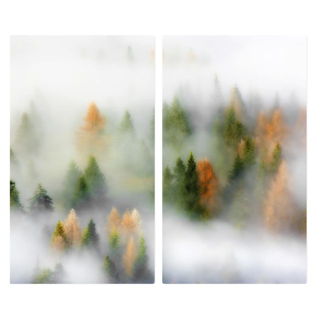 Coprifornelli in vetro - Nube di foresta in autunno