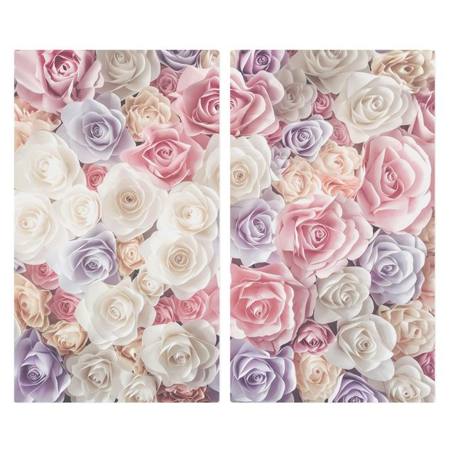 Coprifornelli in vetro - Pastel Paper Art Roses