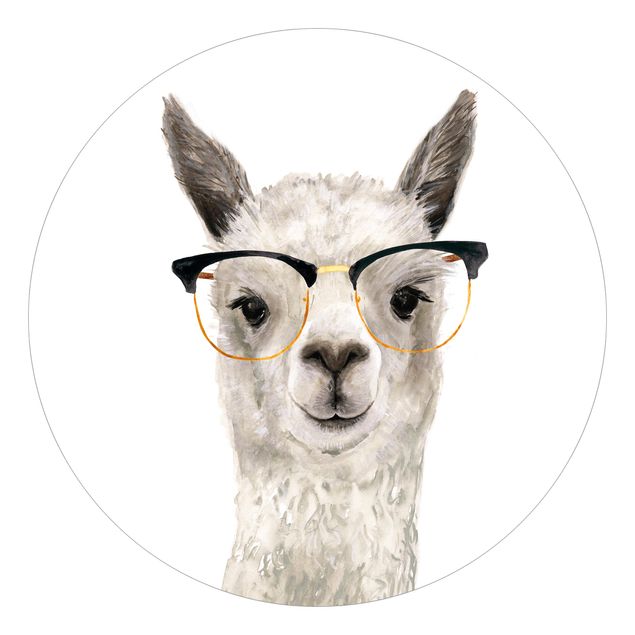 Carta da parati rotonda autoadesiva - Hip Lama con gli occhiali I
