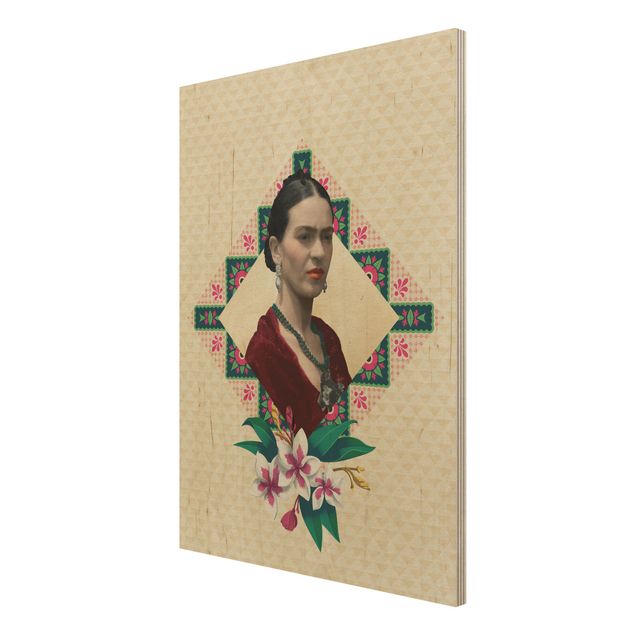 Quadro in legno -Frida Kahlo - Flowers And Geometry- Verticale 3:4