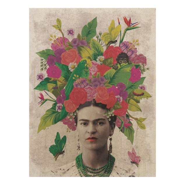 Quadro in legno -Frida Kahlo - Flower Portrait- Verticale 3:4