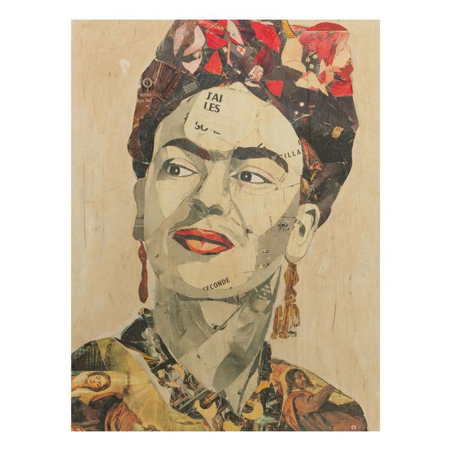 Quadro in legno -Frida Kahlo - Collage No.2- Verticale 3:4
