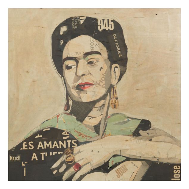Quadro in legno -Frida Kahlo - Collage No.4- Quadrato 1:1