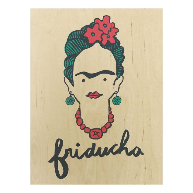 Quadro in legno -Frida Kahlo - Friducha- Verticale 3:4