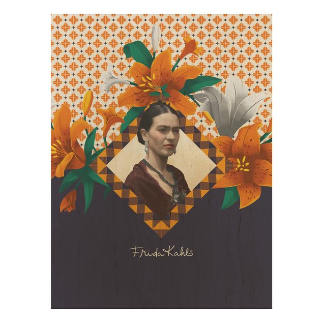 Quadro in legno -Frida Kahlo - Lilies- Verticale 3:4
