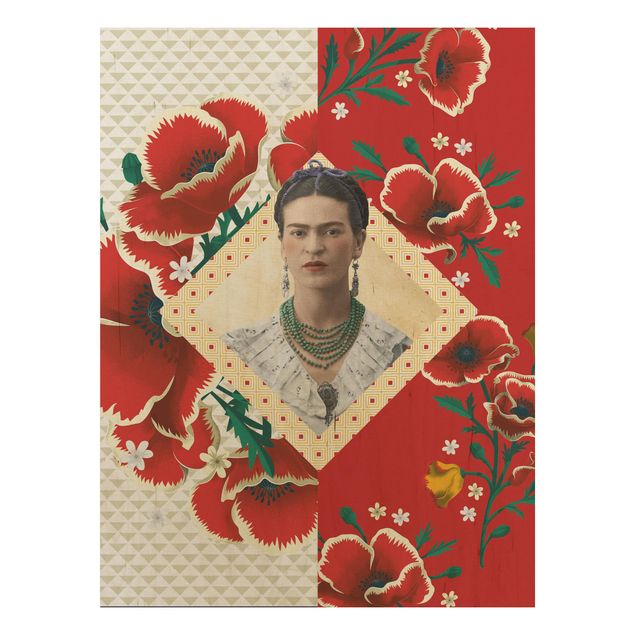 Quadro in legno -Frida Kahlo - Poppies- Verticale 3:4