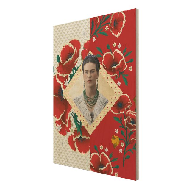 Quadro in legno -Frida Kahlo - Poppies- Verticale 3:4