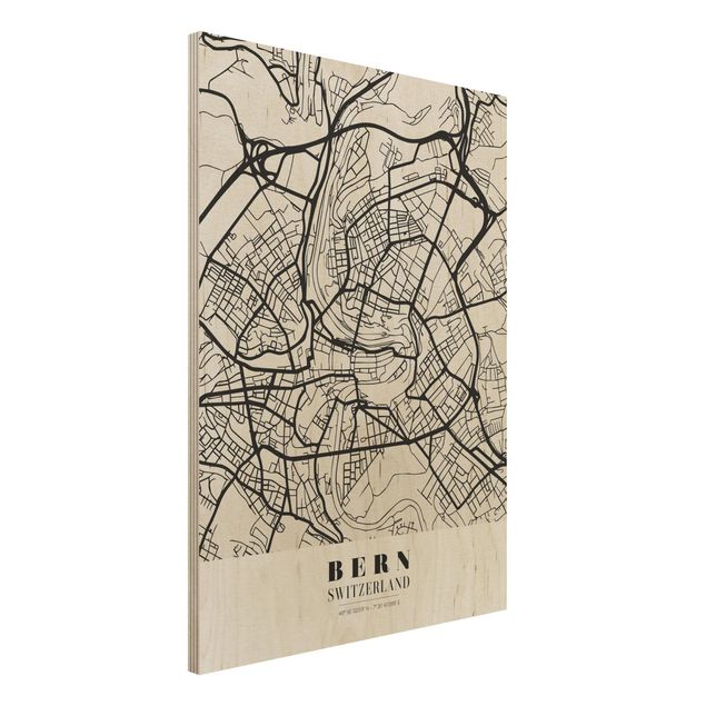 Quadro in legno - Bern City Map - Classical- Verticale 3:4