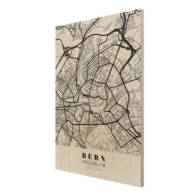 Quadro in legno - Bern City Map - Classical- Verticale 3:4