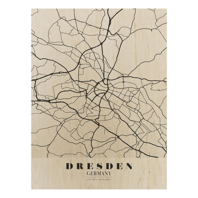 Quadro in legno - Dresden City Map - Classical- Verticale 3:4