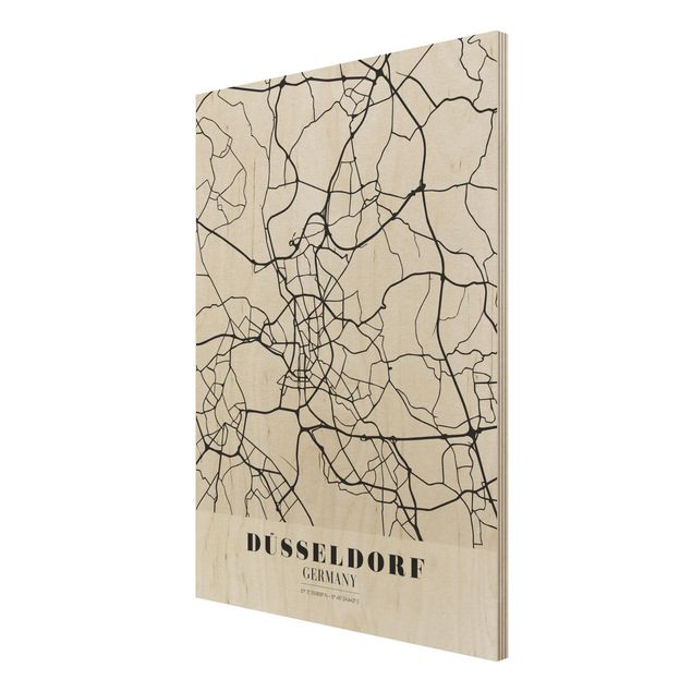 Quadro in legno - Dusseldorf City Map - Classic- Verticale 3:4