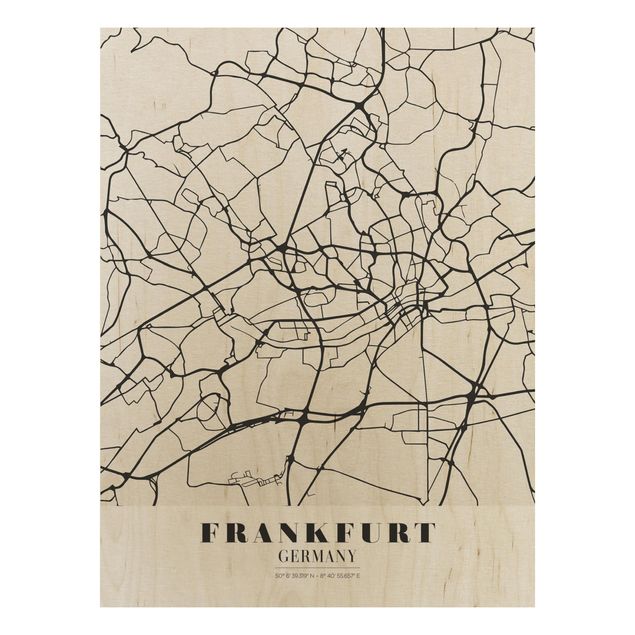 Quadro in legno - Frankfurt City City Map - Classical- Verticale 3:4