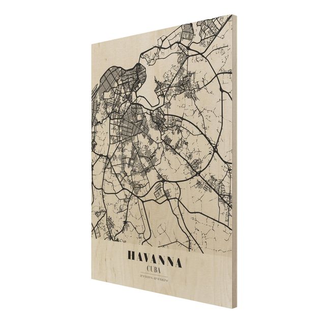 Quadro in legno - Havana City Map - Classic- Verticale 3:4