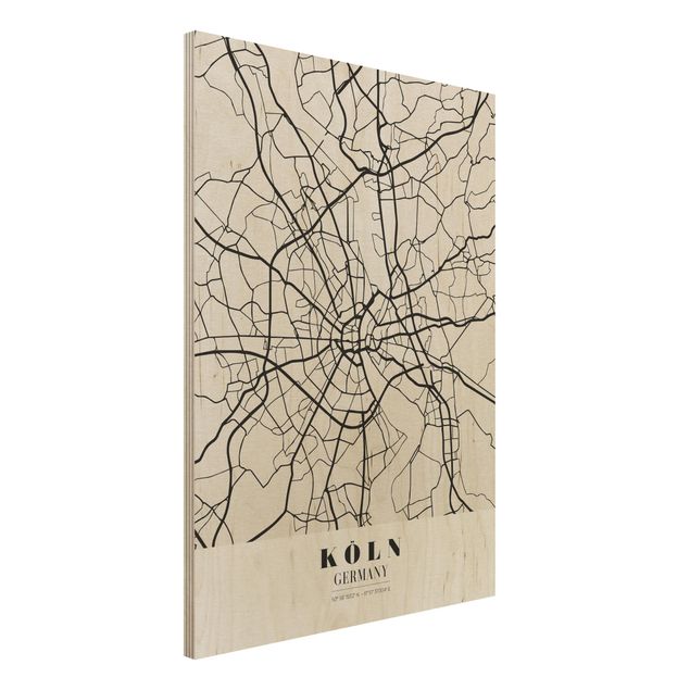 Quadro in legno - Cologne City Map - Classic- Verticale 3:4