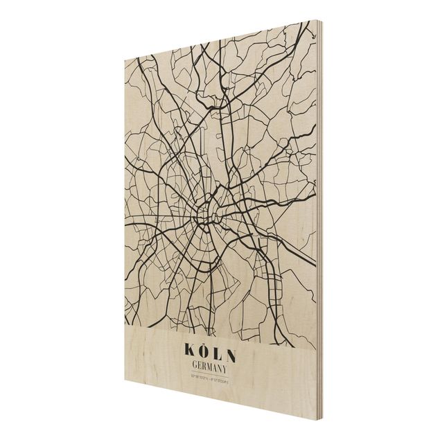 Quadro in legno - Cologne City Map - Classic- Verticale 3:4