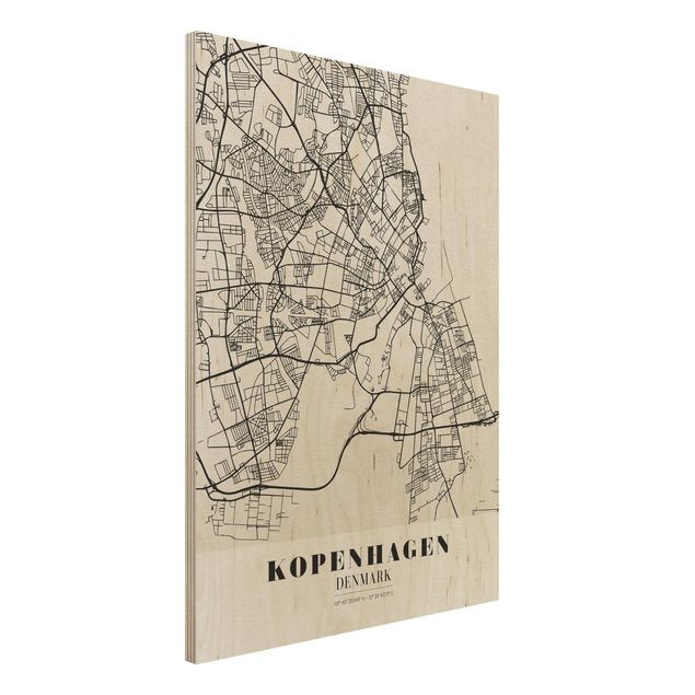 Quadro in legno - Copenhagen City Map - Classic- Verticale 3:4
