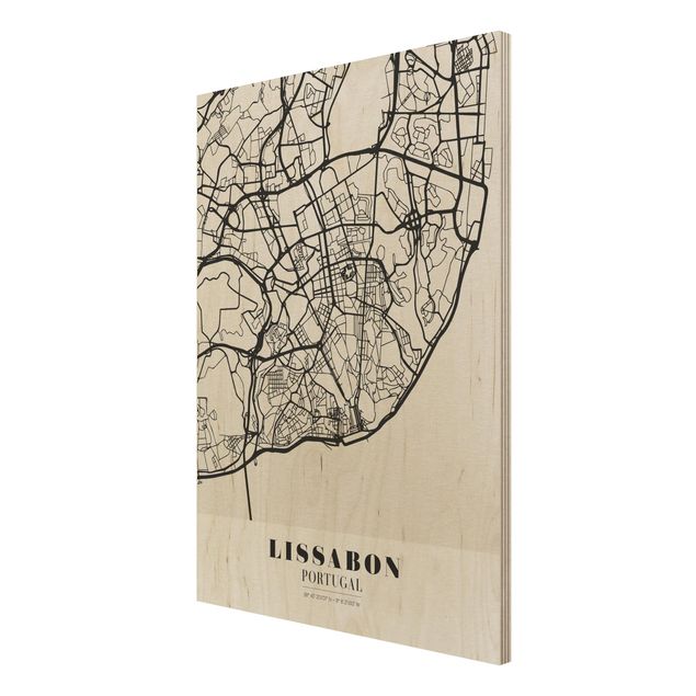 Quadro in legno - Lisbon City Map - Classic- Verticale 3:4