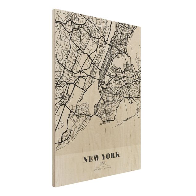 Quadro in legno - New York City Map - Classic- Verticale 3:4