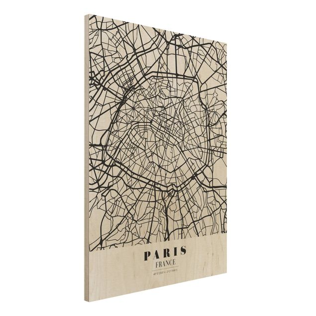 Quadro in legno - Paris City Map - Classic- Verticale 3:4