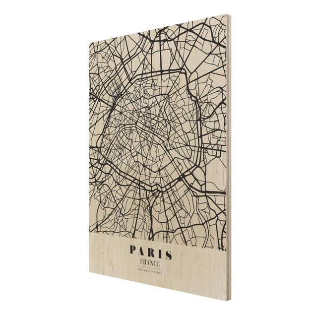 Quadro in legno - Paris City Map - Classic- Verticale 3:4