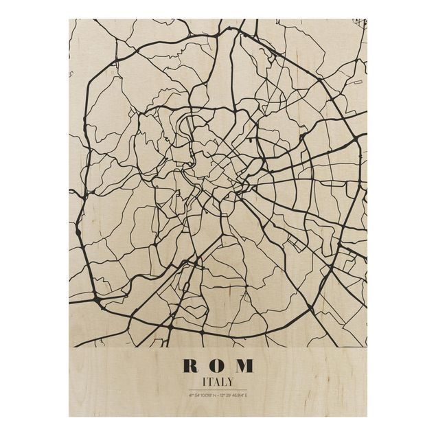 Quadro in legno - Rome City Map - Classical- Verticale 3:4