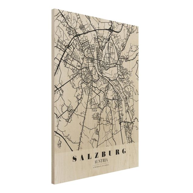Quadro in legno - Salzburg City Map - Classic- Verticale 3:4