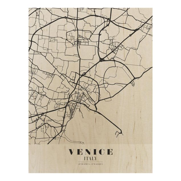 Quadro in legno - Venice City Map - Classic- Verticale 3:4