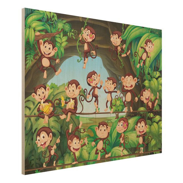 Quadro in legno - Jungle Monkeys - Orizzontale 4:3