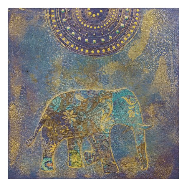 Quadro in legno - Elephant in Marrakech - Quadrato 1:1