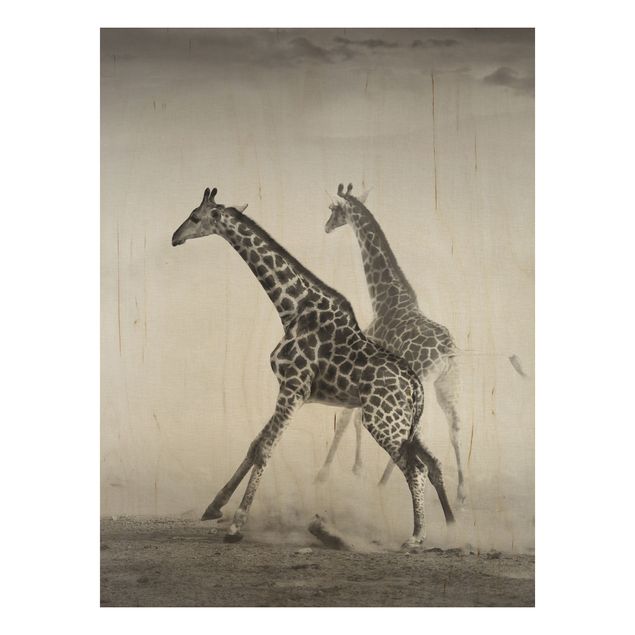 Quadro in legno - Giraffe hunting - Verticale 3:4
