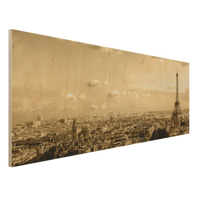 Quadro in legno - I Love Paris - Panoramico