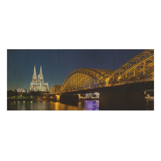 Quadro in legno - Cologne at night - Panoramico
