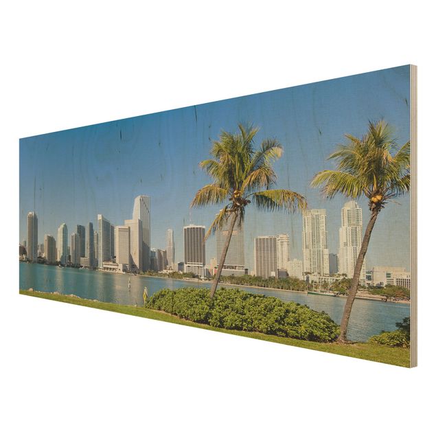 Quadro in legno - Miami Beach Skyline - Panoramico