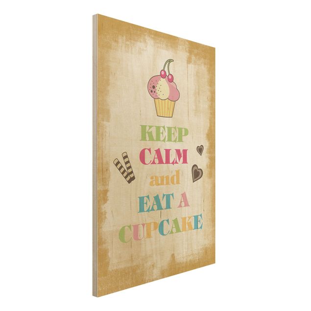 Quadro in legno - No.EV71 Keep Calm And Eat A Cupcake Colourful - Verticale 2:3