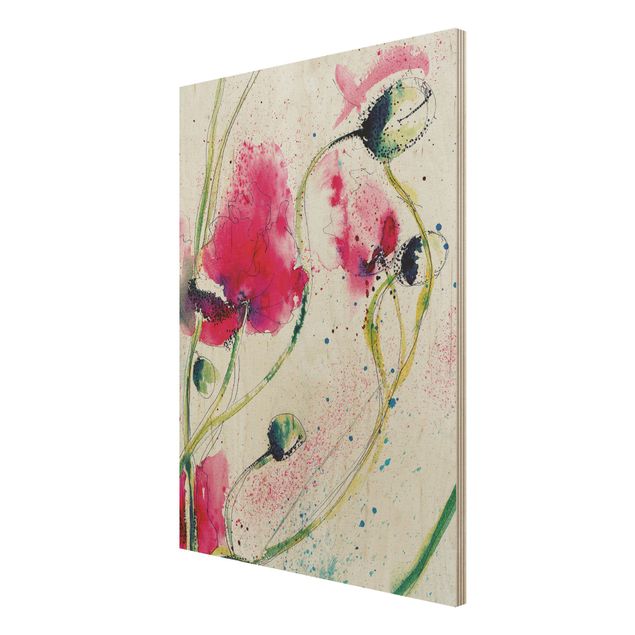 Quadro in legno - Painted Poppies - Verticale 3:4