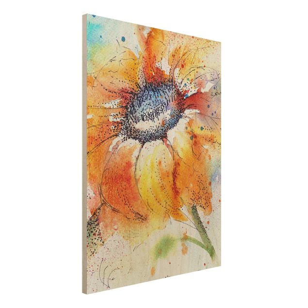 Quadro in legno - Painted Sunflower - Verticale 3:4