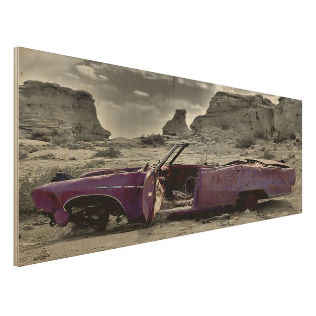Quadro in legno - Pink Cadillac - Panoramico