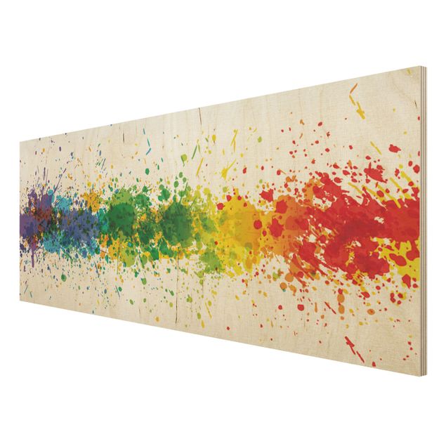 Quadro in legno - Rainbow Splatter - Panoramico