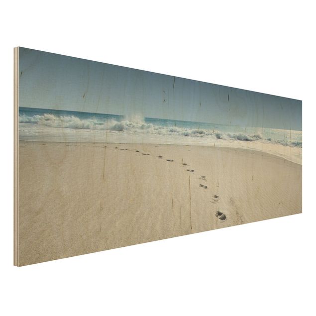 Quadro in legno - Footprints in the Sand - Panoramico