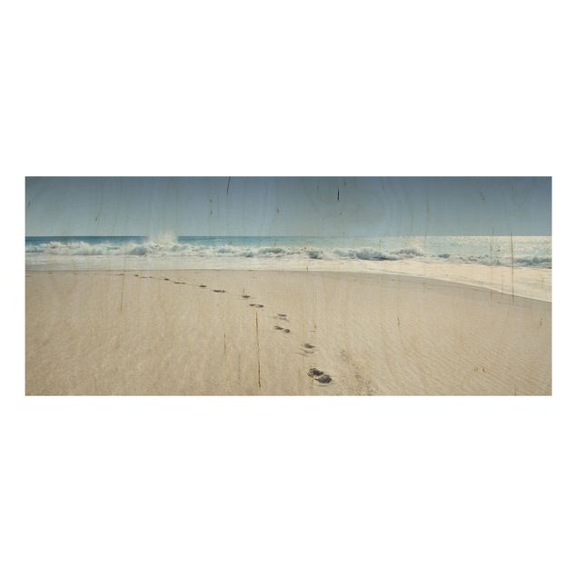 Quadro in legno - Footprints in the Sand - Panoramico