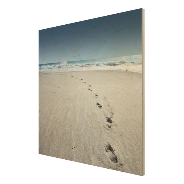 Quadro in legno - Footprints in the Sand - Quadrato 1:1
