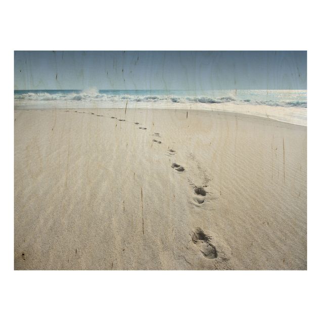 Quadro in legno - Footprints in the Sand - Orizzontale 4:3