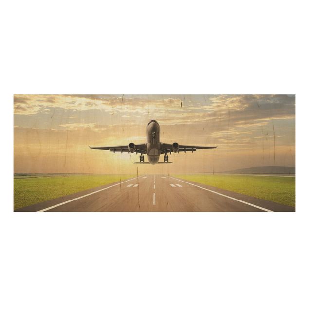 Quadro in legno - Starting Airplane - Panoramico