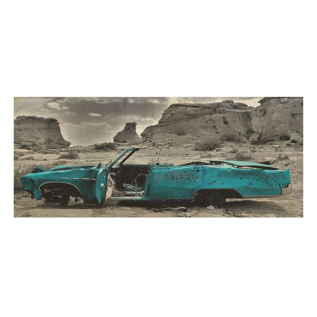 Quadro in legno - Turqouise Cadillac - Panoramico