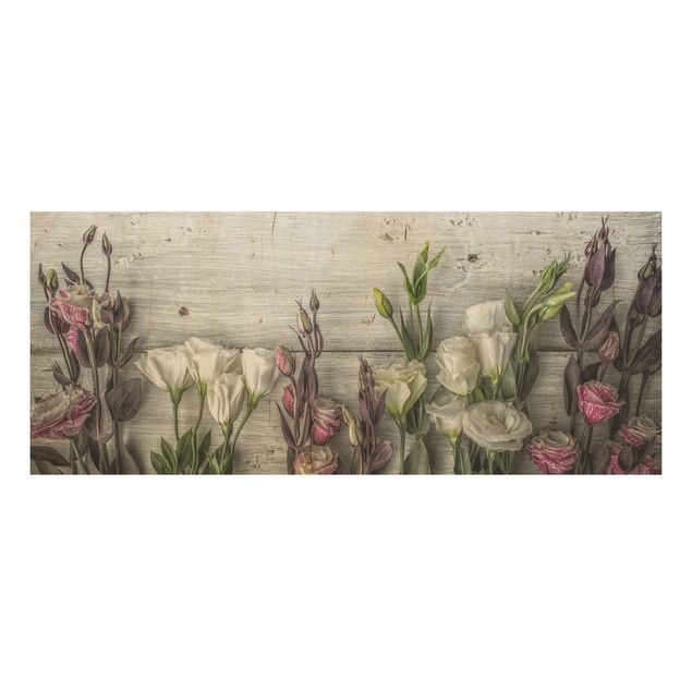 Quadro in legno - Tulip Pink Shabby wood optic - Panoramico