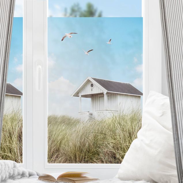 Pellicola per vetri per salone Capanna di legno sulla spiaggia