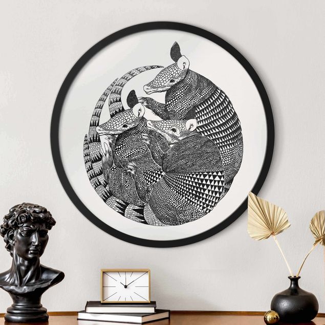 stampe animali Illustrazione - Armadillo - Disegno in bianco e nero