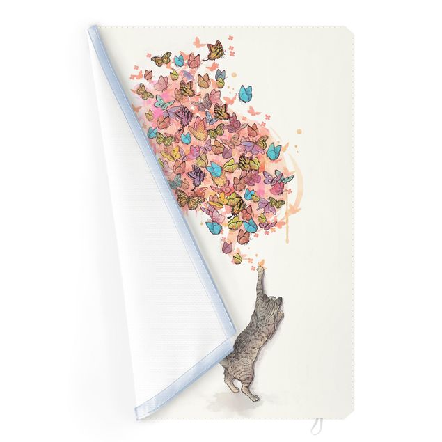 Quadro intercambiabile - Illustrazione gatto dipinto con farfalle colorate