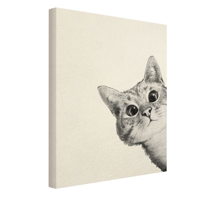 Stampa su tela Illustrazione - Gatto Disegno in bianco e nero