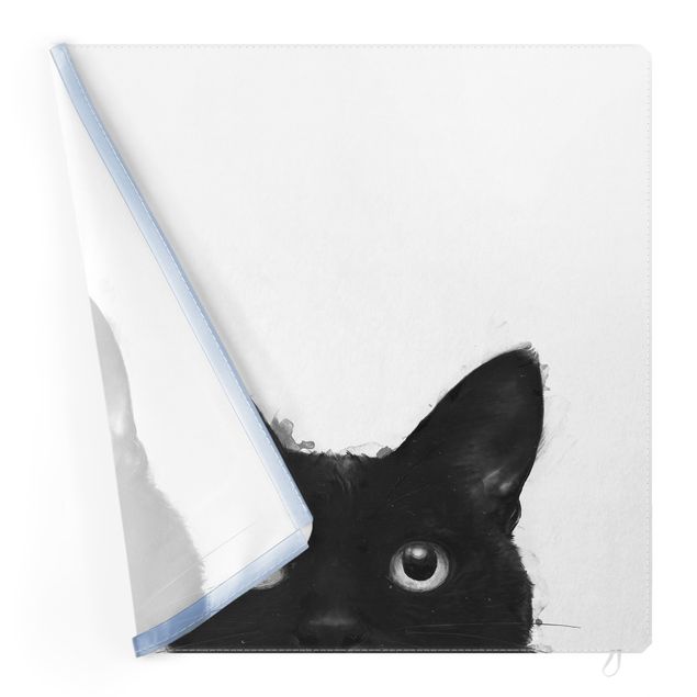 Quadro intercambiabile - Illustrazione pittura gatto nero su bianco